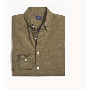 J. Crew Shirt Mens L Button Front Slim Marled Cotton Dill Green Preppy Classic